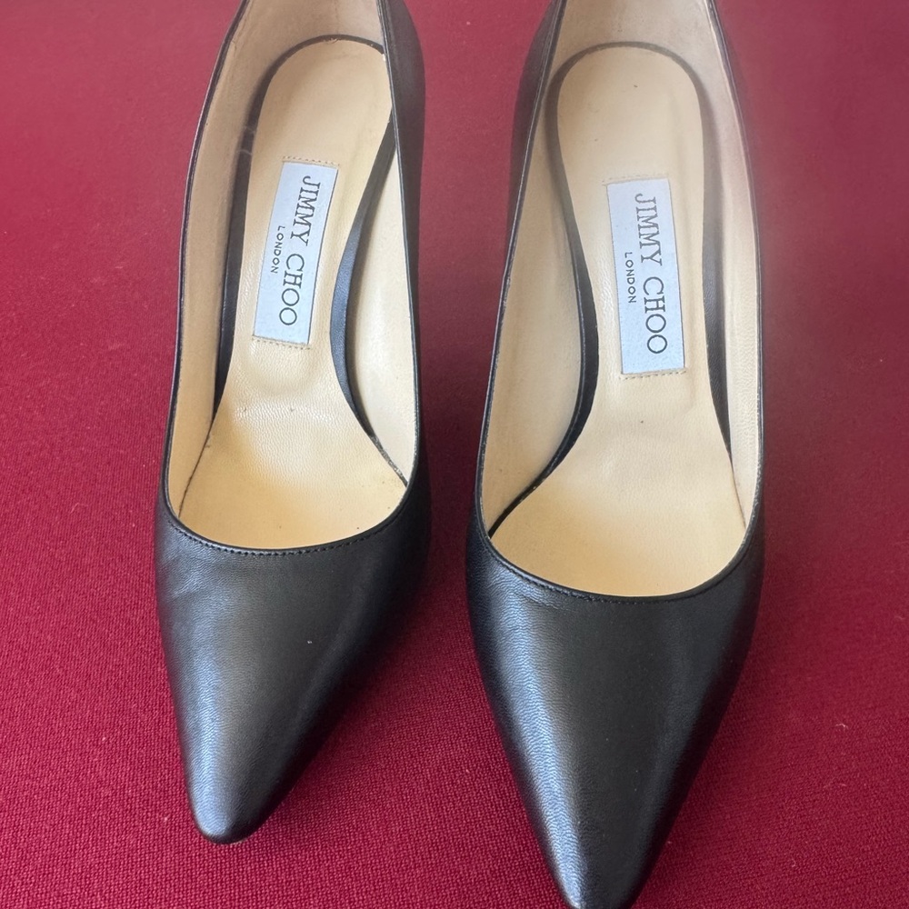 Jimmy Choo Black Leather Romy 85 Heels Timeless Elegance